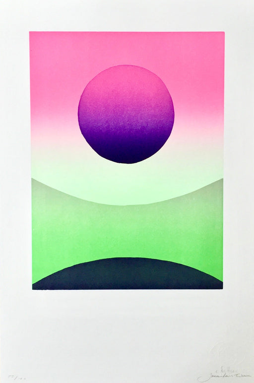 A purple and green circle print by Aesthetic Union press.