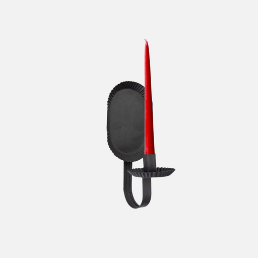 Amish Petit Candle Sconce wall-mounted on a light grey background