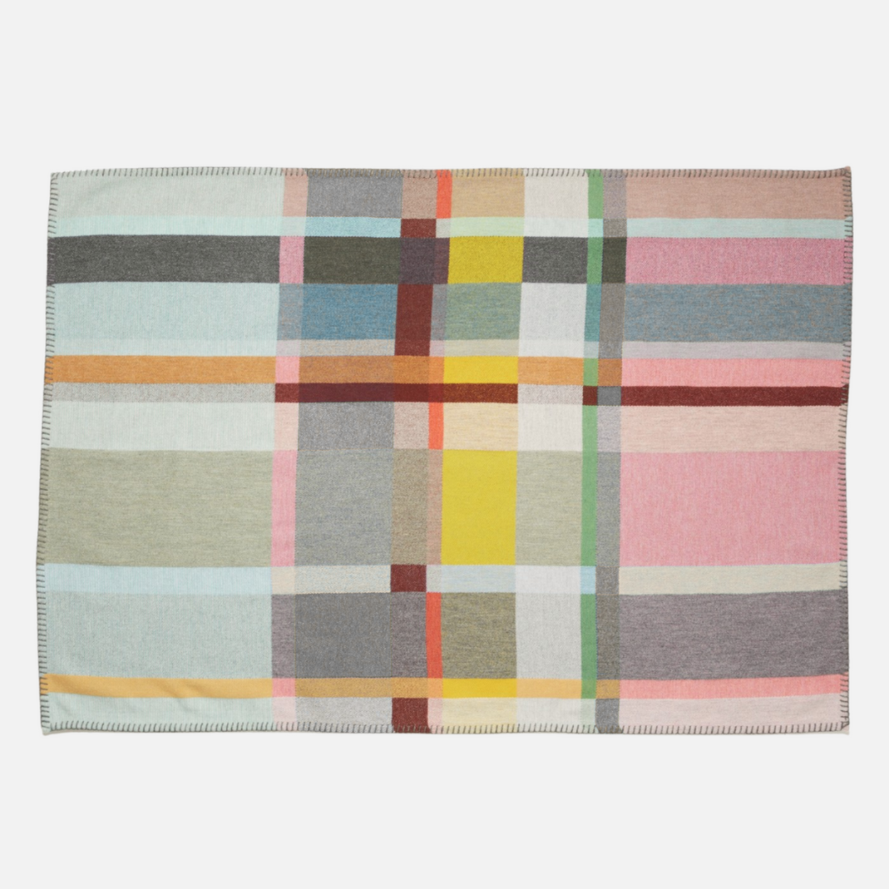 Multicolored checkered blanket on a white background