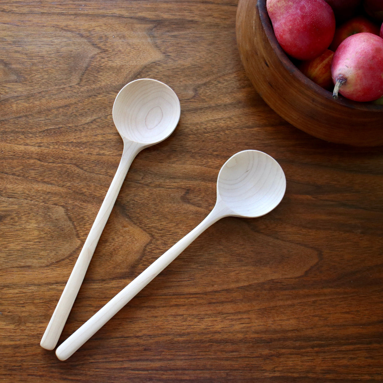 Two Hand crafted maple wood spoons
