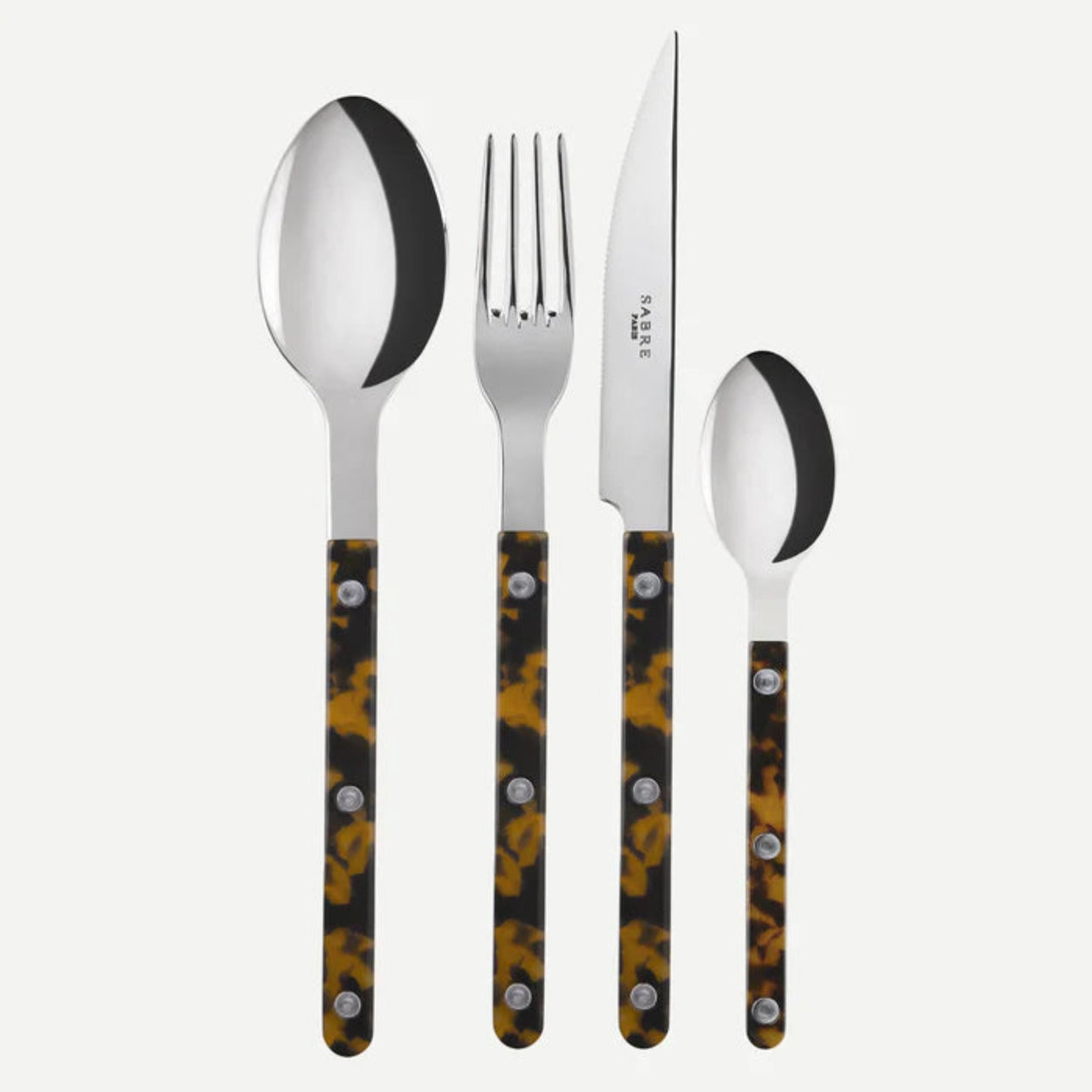 Sabre Paris Bistrot Tortoise flatware set.