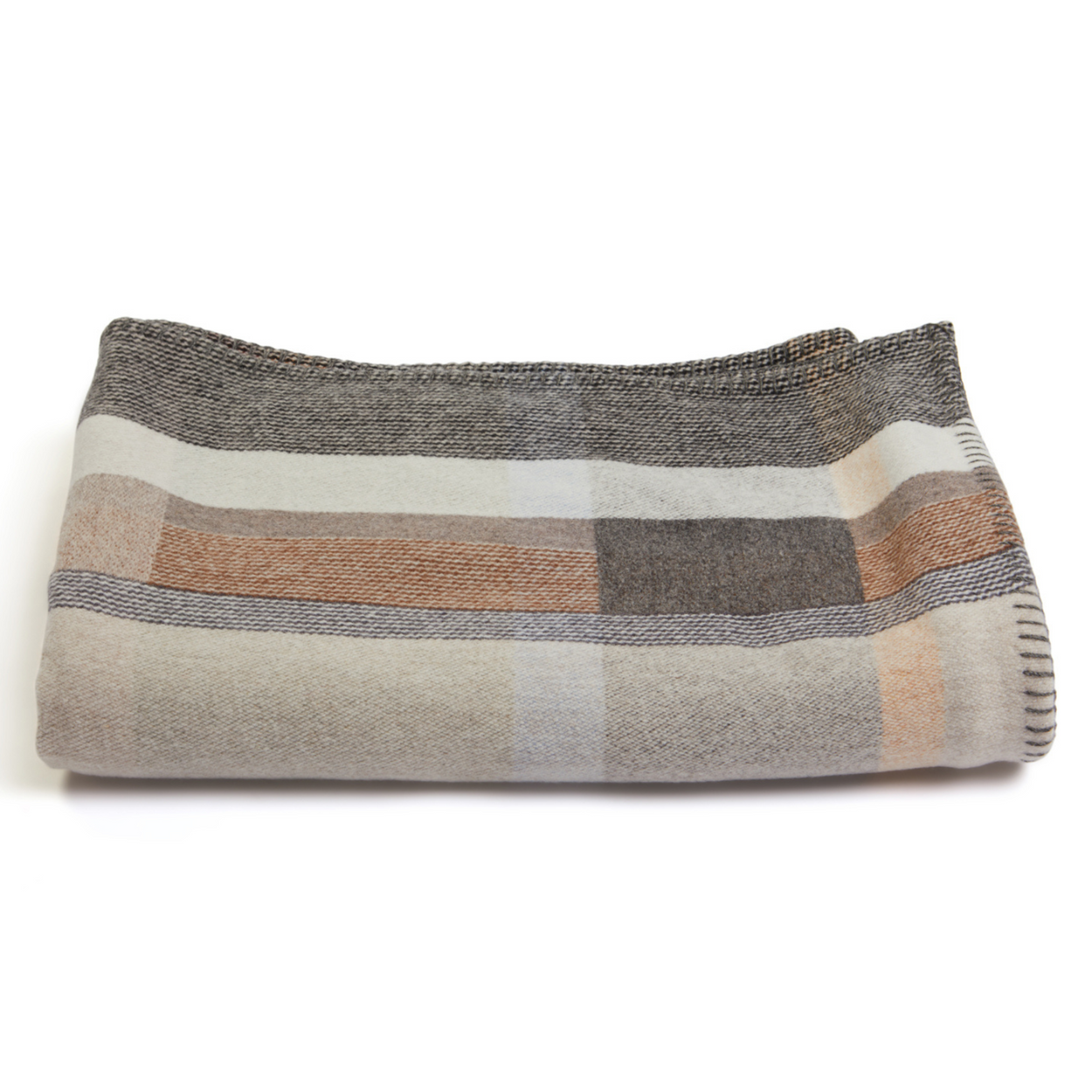 Wallace Sewell Premium Chippendale Merino lambswool throw in pale brown tones, folded.