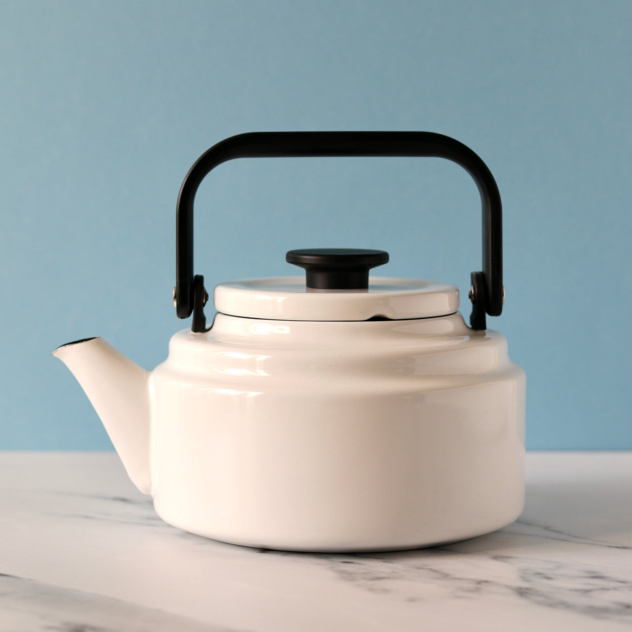 Japanese Noda Horo Amu Kettle - White side profile