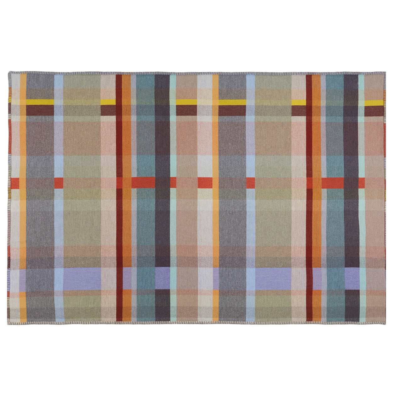 Cecil Orange and brown Premium Merino Lambswool wool throw blanket reverse detail