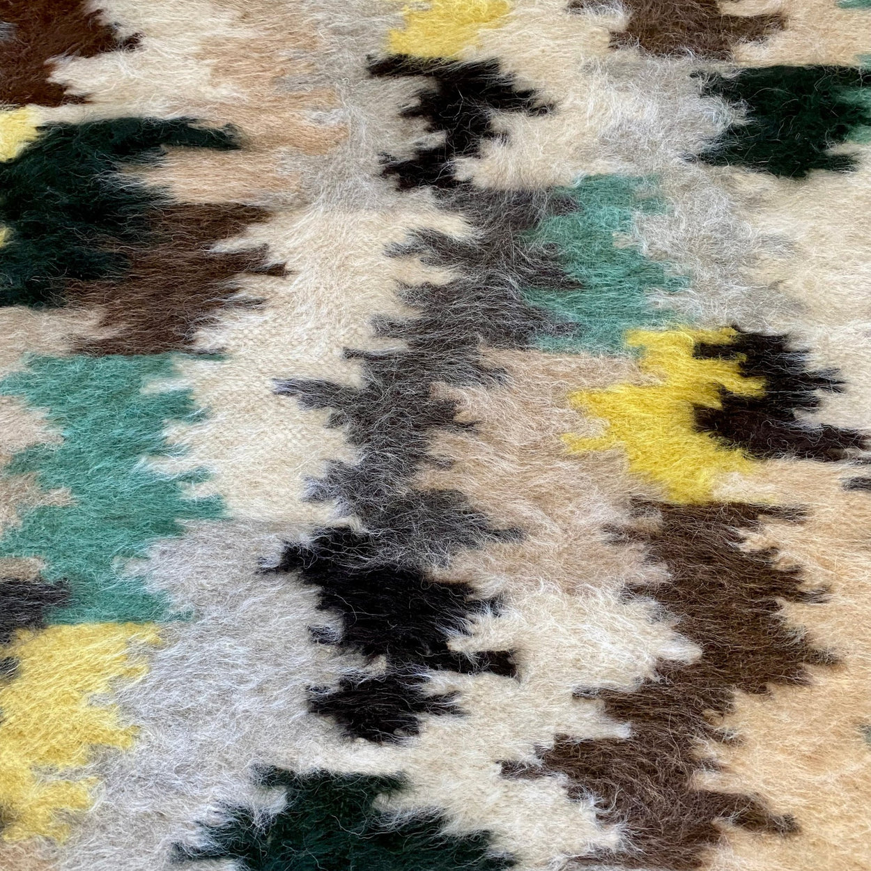 Handmade Large Pure Wool Rug - Green , closeup