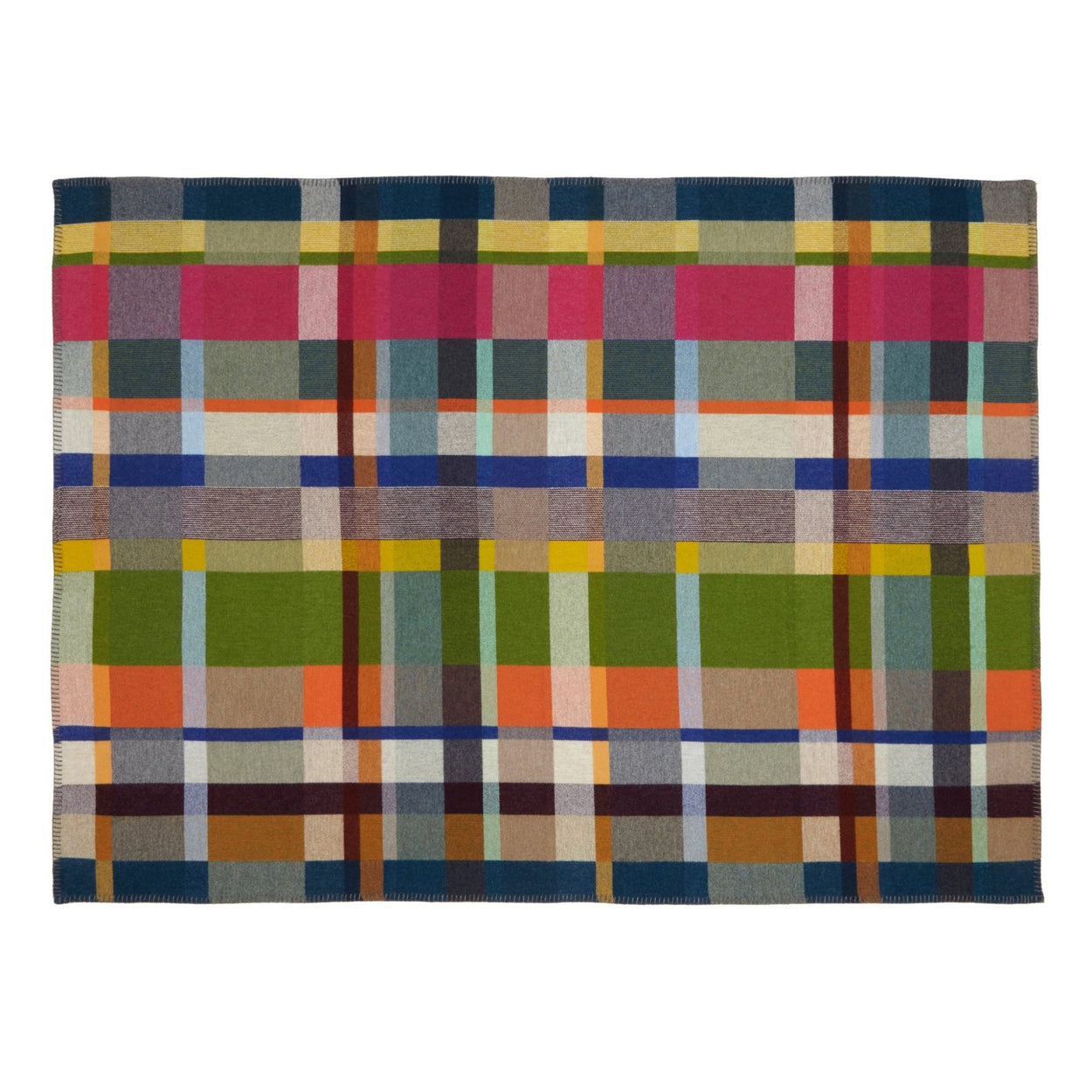 Premium Australian Merino Wool Throw Blanket in bright pink and blue front