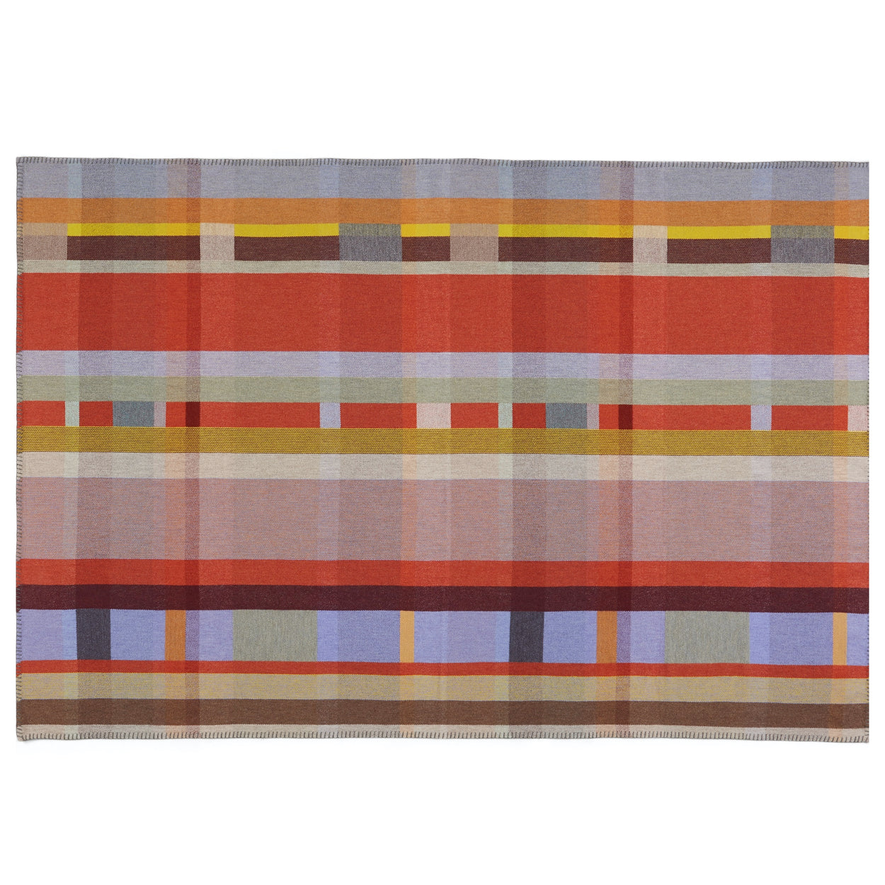 Cecil Orange and brown Premium Merino Lambswool wool throw blanket detail