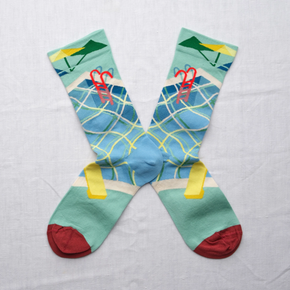 Bonne Maison Swimming Pool socks against a white backdrop.