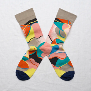 Bonne Maison Patchwork socks against a white backdrop.