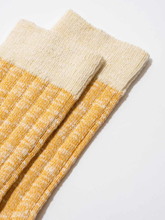 Close up of cuff of yellow Royalties Paris Cotton Socks