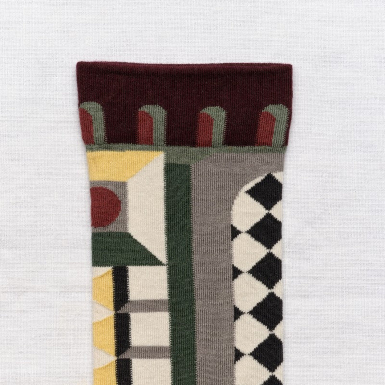 Bonne Maison Geometric patterned sock on a white background