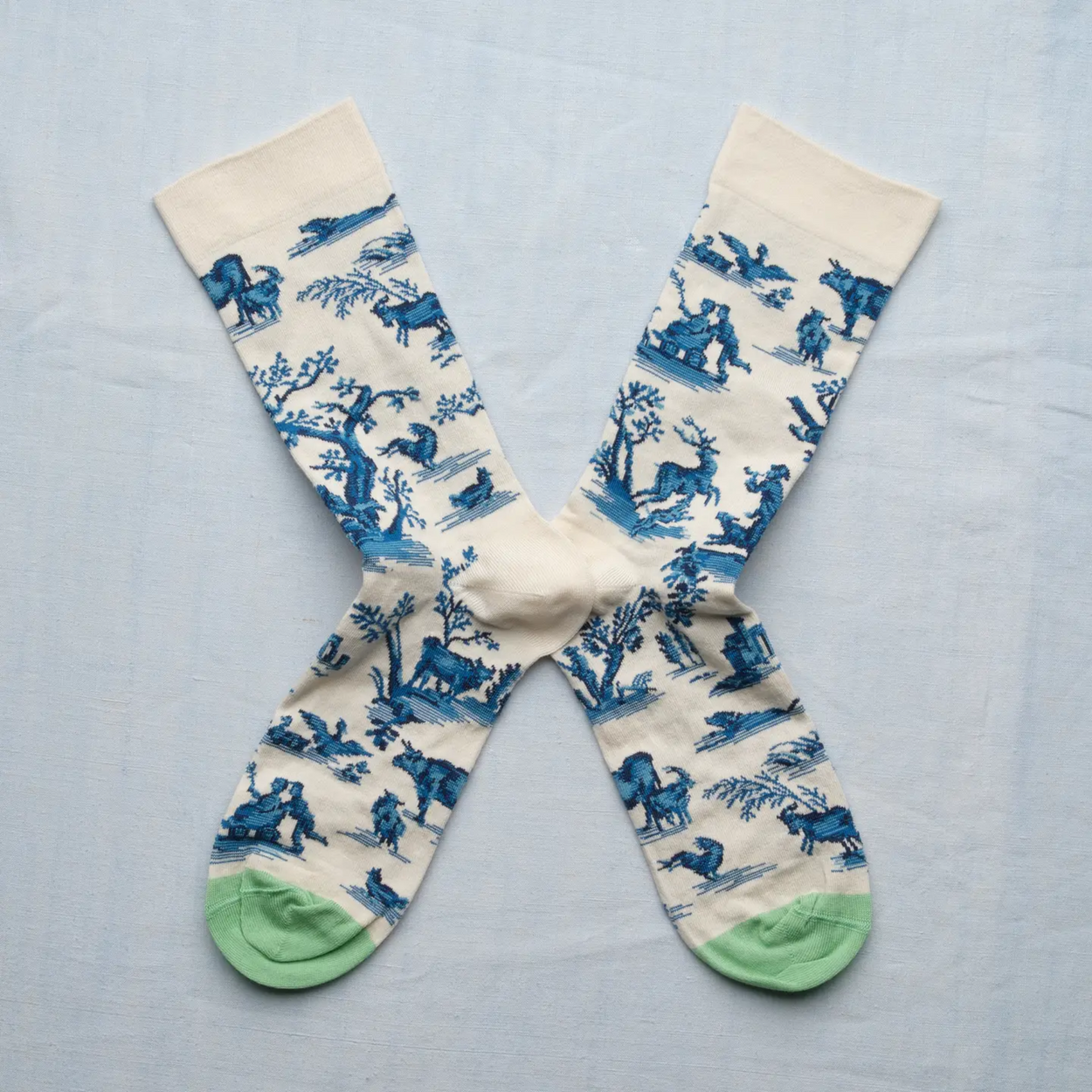 Bonne Maison Trompe L'oeil socks on white backdrop.