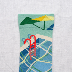 Close up of Bonne Maison Swimming Pool sock against white background