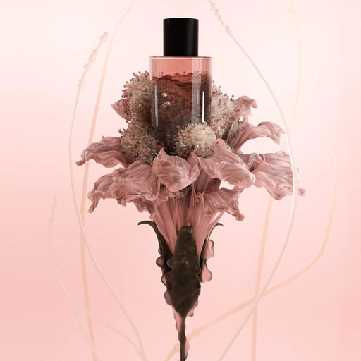 Fischersund Faux Flora No.1 EDP fragrance on pink flower.