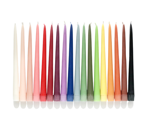 18 Colours of Fair Trade Tapered Dinner Candles 