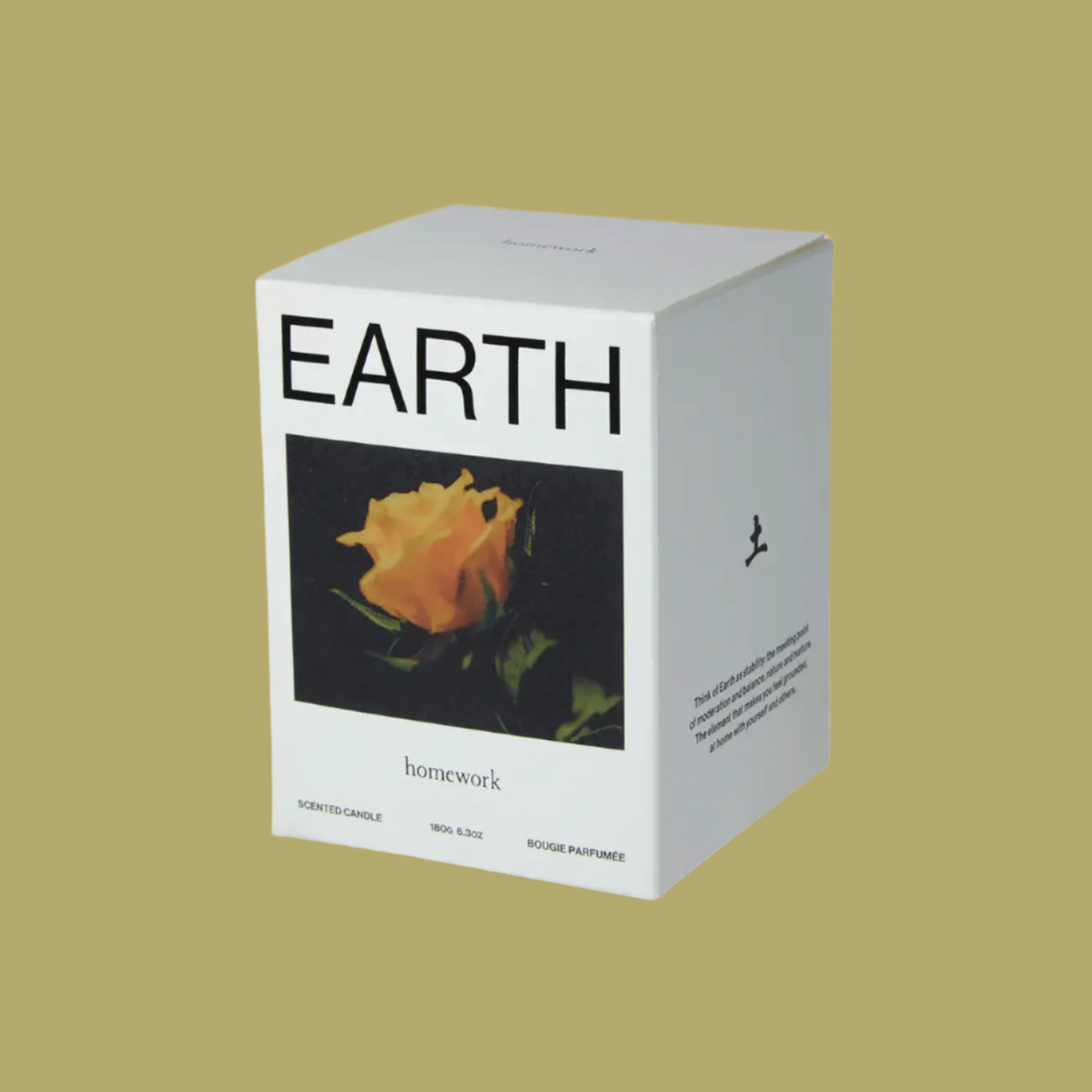 Earth scented candle packaging by Homework UK.