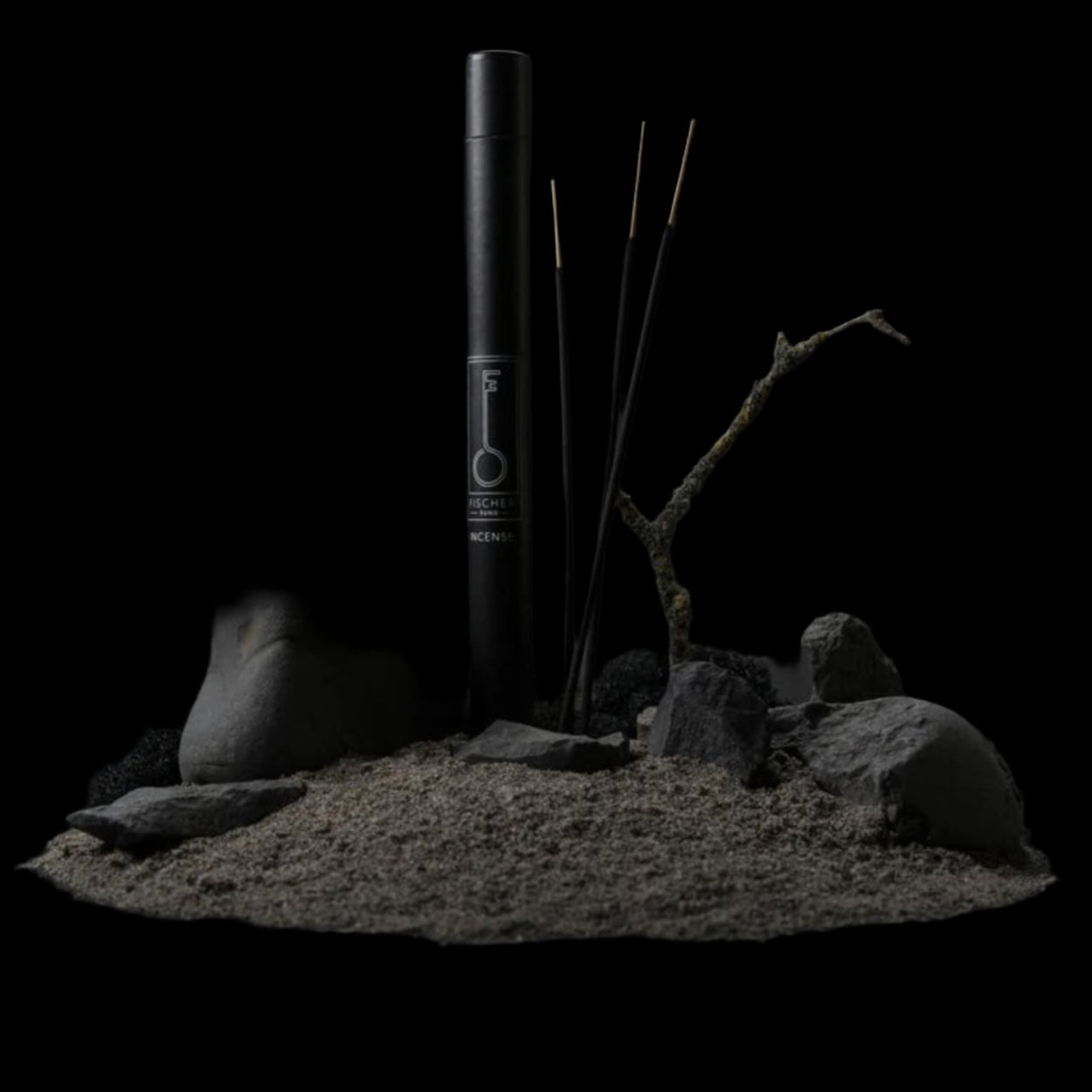 Fischersund Incense Sticks with dark rocks and sand