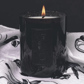 Fischersund No.8 candle burning with White bandana.