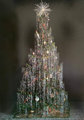 Vintage Christmas Tree with Silver tinel icicles and silver star