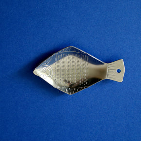 Japanese Ginger Grater - Fish B with blue background.