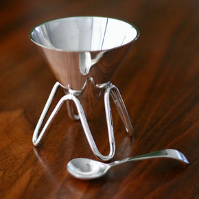 Close up Vintage silver sugar bowl set.