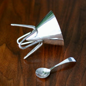 Side profile of Vintage silver sugar bowl set