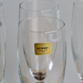 Clear glass with Luminarc label on a white background