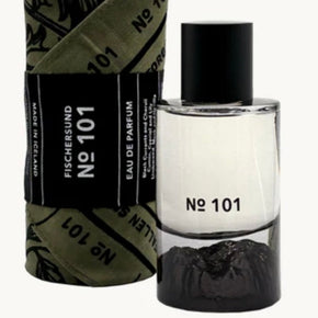 Fischerund No 101 perfume bottle with packaging on a white background