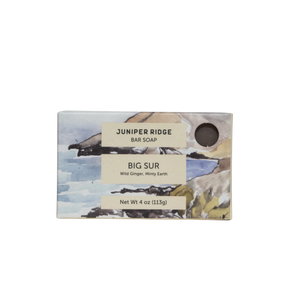 Juniper Ridge bar soap packaging with scenic design on a white background