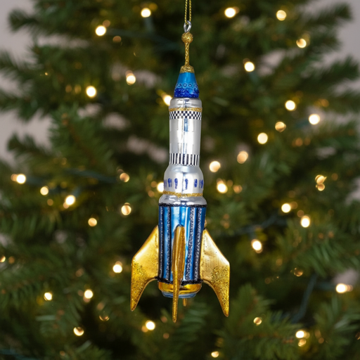 Decorative rocket-shaped ornament on a white background