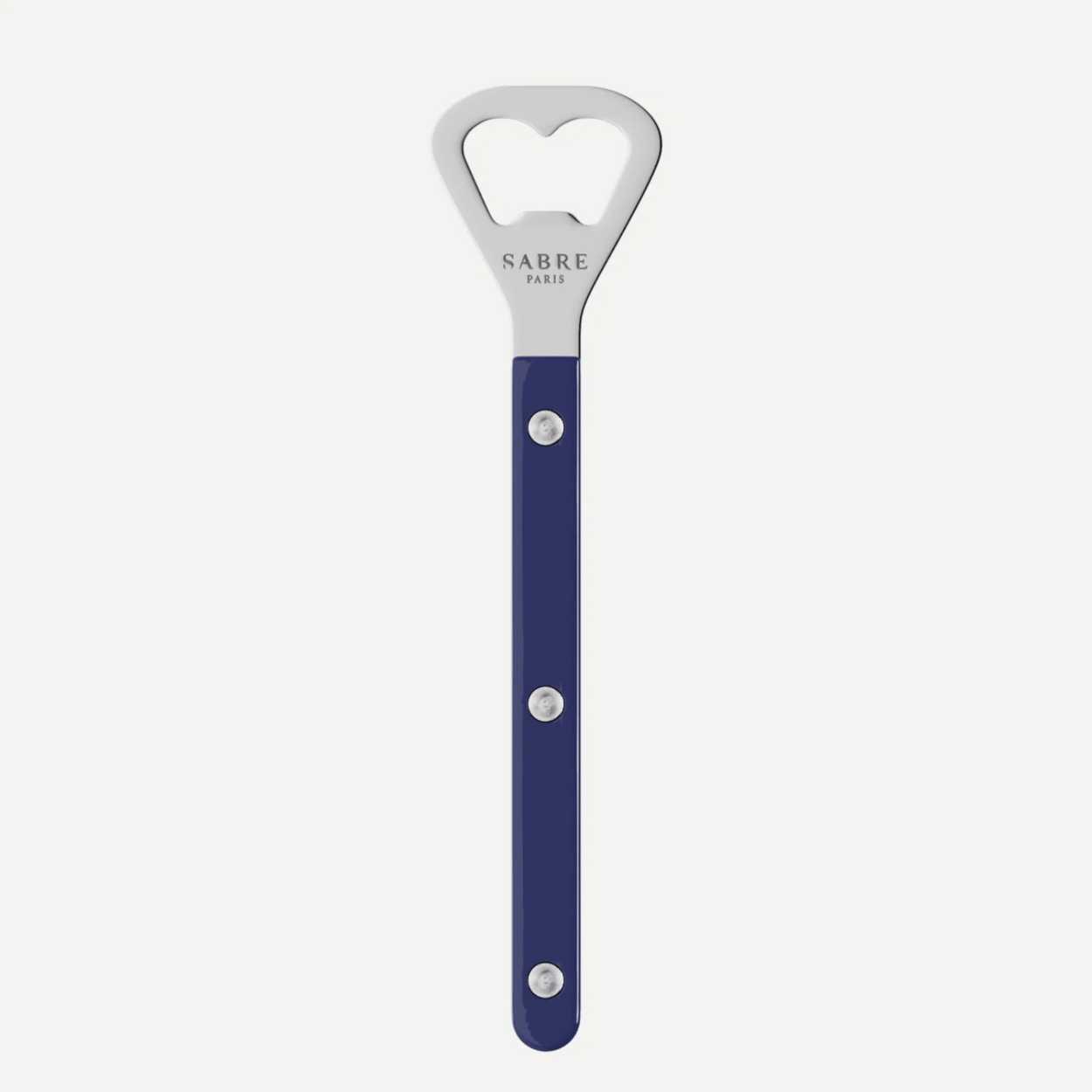 Sablé Paris bottle opener with blue handle on a white background