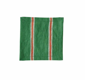 Japanese Linen Coaster - nomad green red stripe