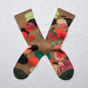 Bonne Maison Apples socks with white background.