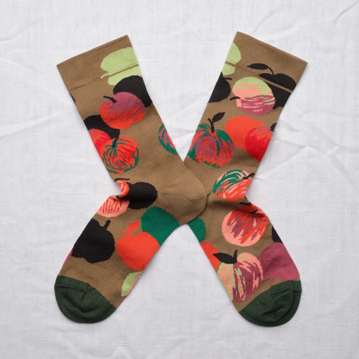 Bonne Maison Apples socks with white background.