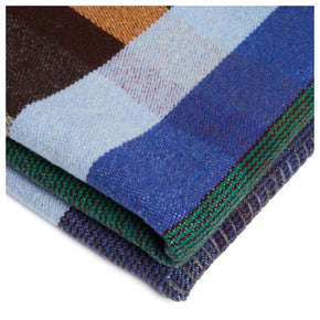 Blue Premium Merino Lambswool wool throw blanket close up