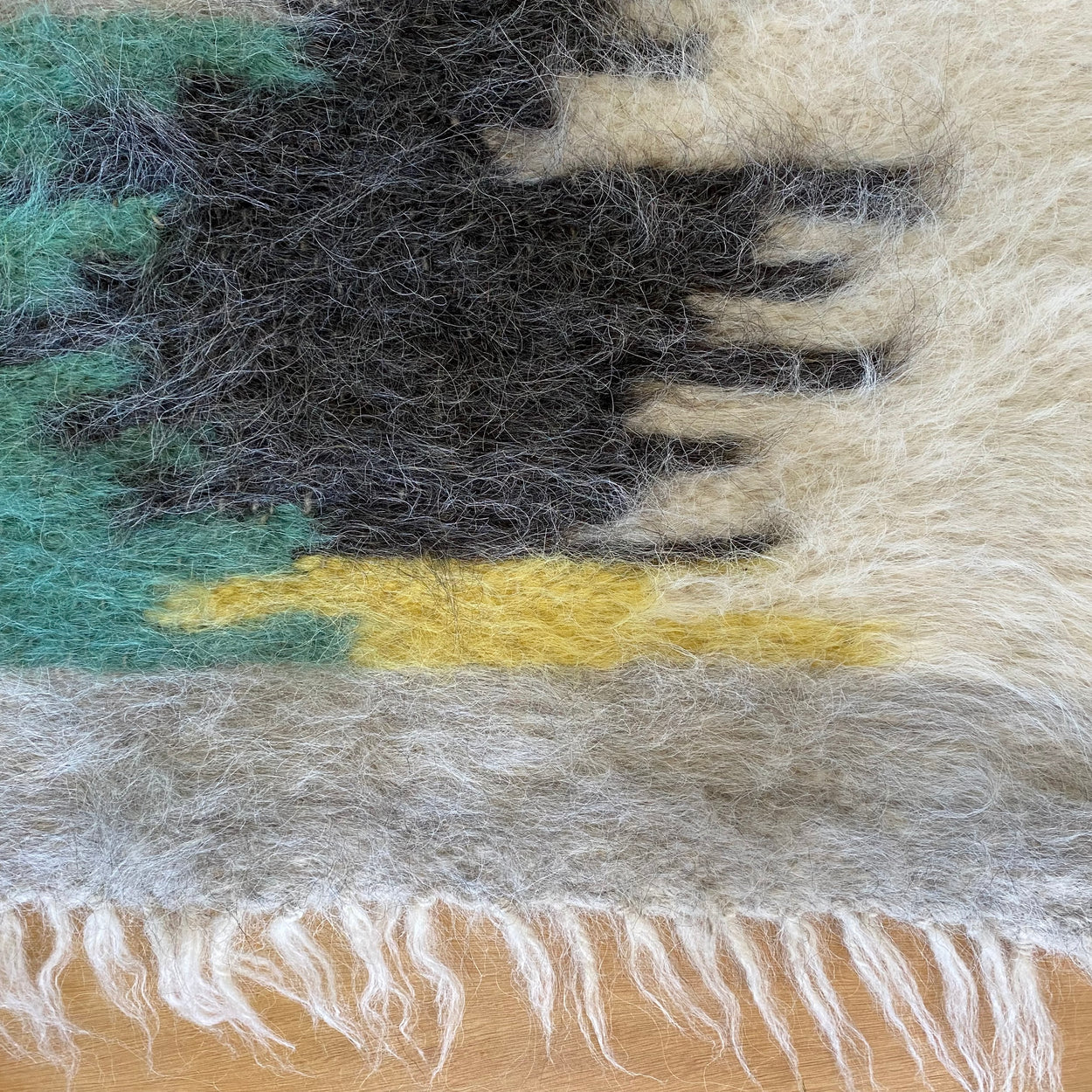 Handmade Large Pure Wool Rug - Green , close up
