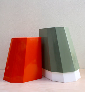Martino Gamper Arnold Circus Stool in Pale Eucalypt Green, Tangerine Orange and Cotton White side profile