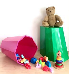 Martino Gamper Arnold Circus Stool Light Green with magenta pink and childrens toys