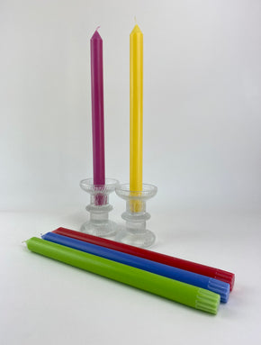 Fair Trade Dinner Candles - Bright Colours on candlesticks