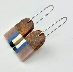 Natural Stone Mosaic Sterling Silver Drop Earrings side profile