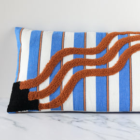 Striped embroidered Cushion Cover with brown stripes
