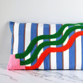 Striped embroidered Cushion Cover close up