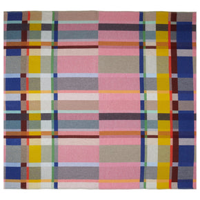 Premium Merino Lambswool Throw Blanket - Lloyd in pink and blue front details